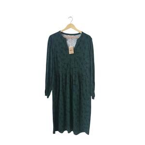 Boden NWT Naomi Relaxed Jersey Midi Dress Green Floral SIze 20-22L